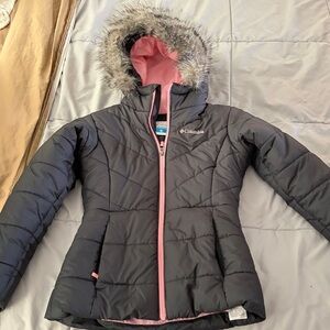 Columbia Kids Puffer Jacket - Black with Pink Accents